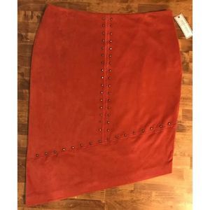 Bisou Bisou Faux Suede AsymmetricalSkirt 16 Sienna